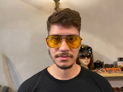 aviador amarelo - brechó do óculos
